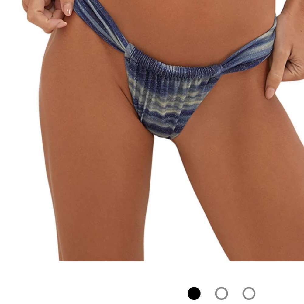 Striped Blue Tie-Side Bikini Bottom
